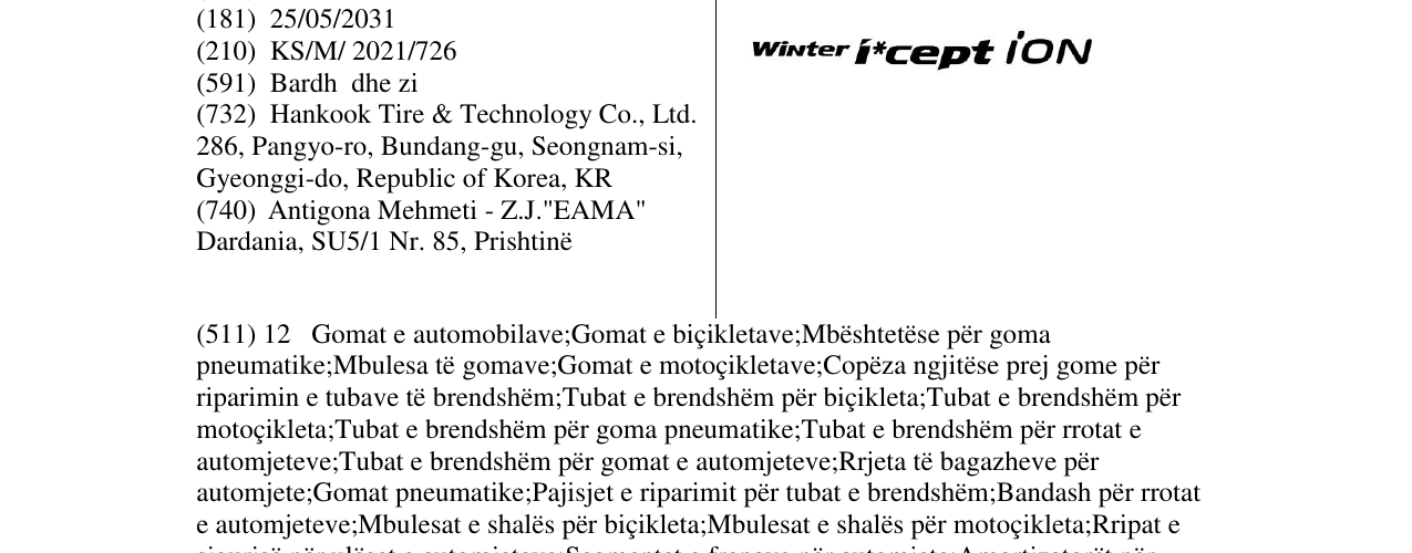 Zëri i markës WINTER ICEPT ION në buletin