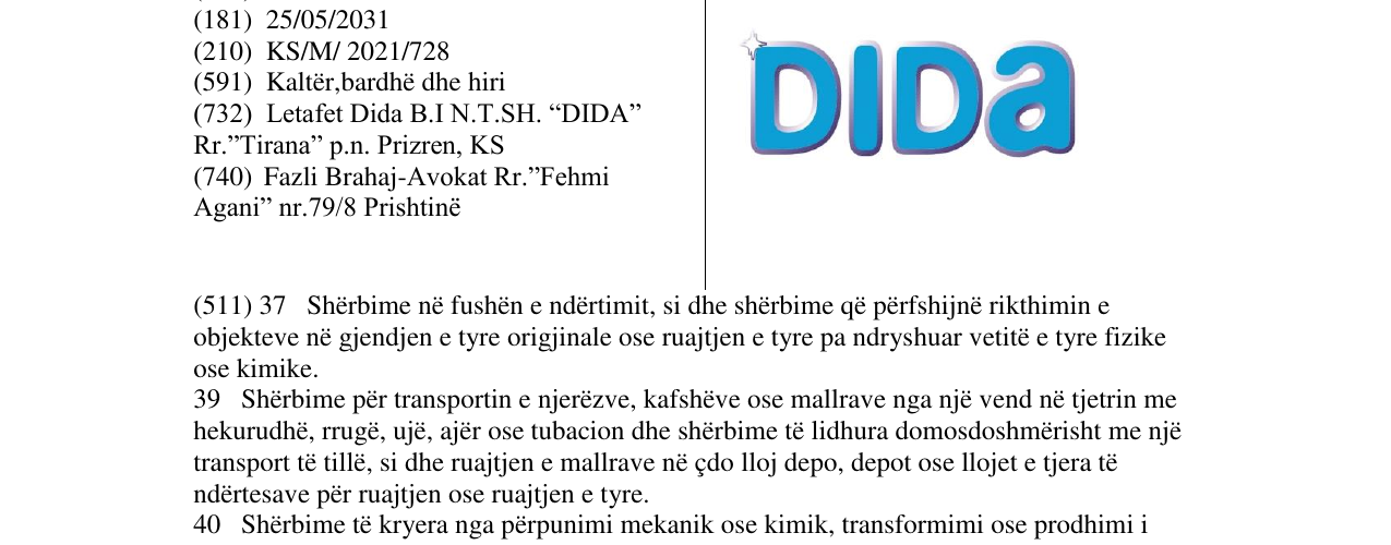 Zëri i markës DIDA në buletin