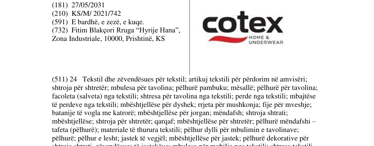 Zëri i markës cotex në buletin