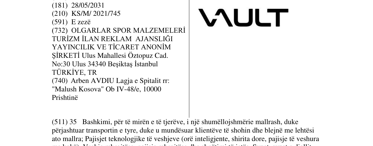 Zëri i markës VAULT në buletin