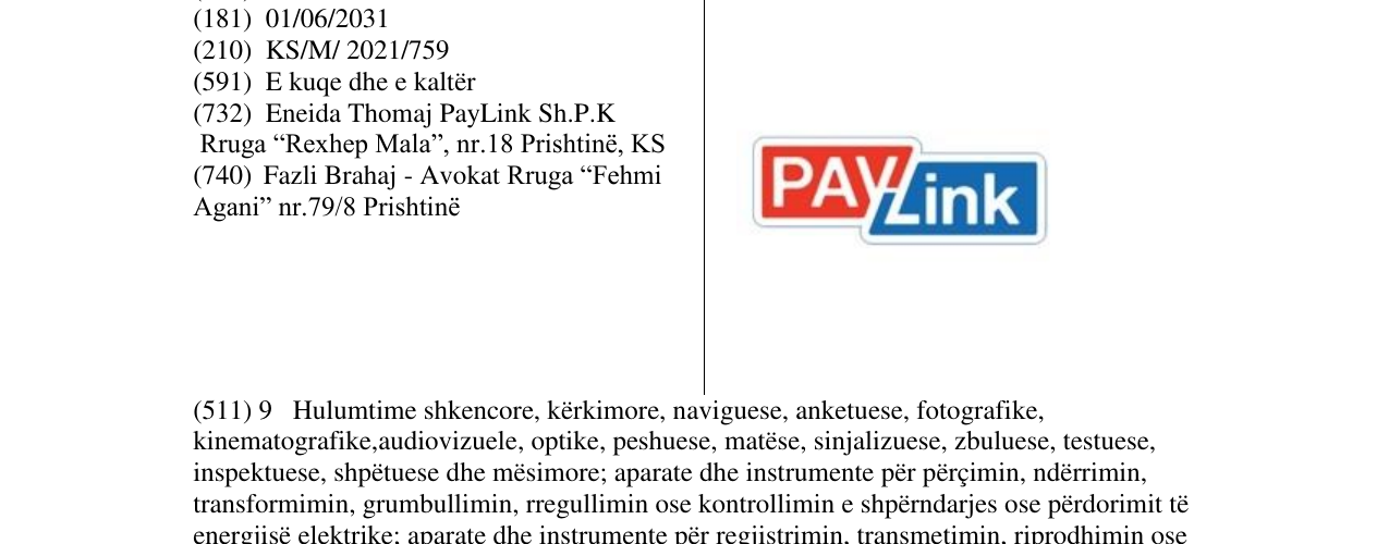 Zëri i markës PAYLINK në buletin
