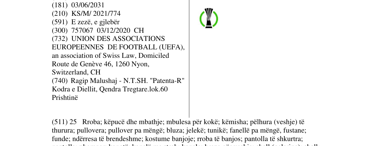 Zëri i markës uefa në buletin