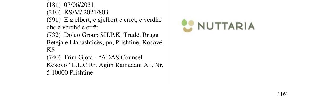 Zëri i markës NATTARIA në buletin