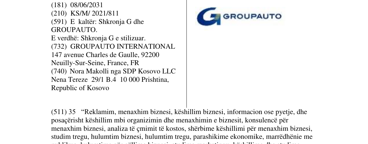 Zëri i markës GROUPAUTO në buletin