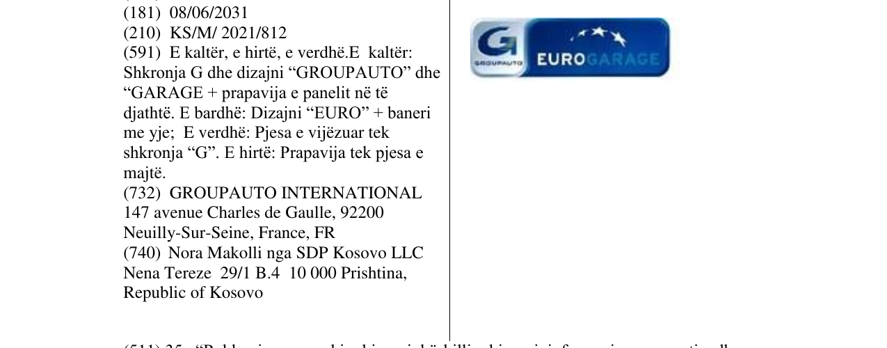 Zëri i markës EUROGARAGE në buletin