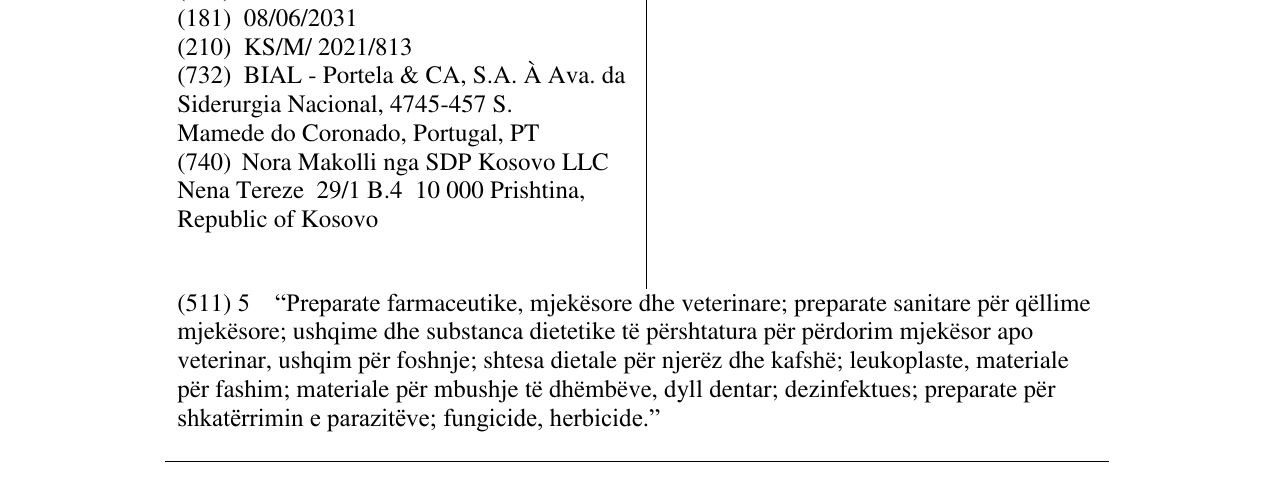 Zëri i markës BIAL në buletin