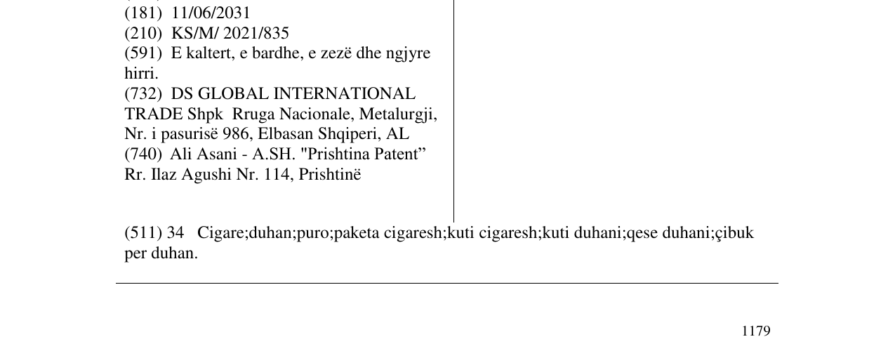 Zëri i markës REGINA në buletin