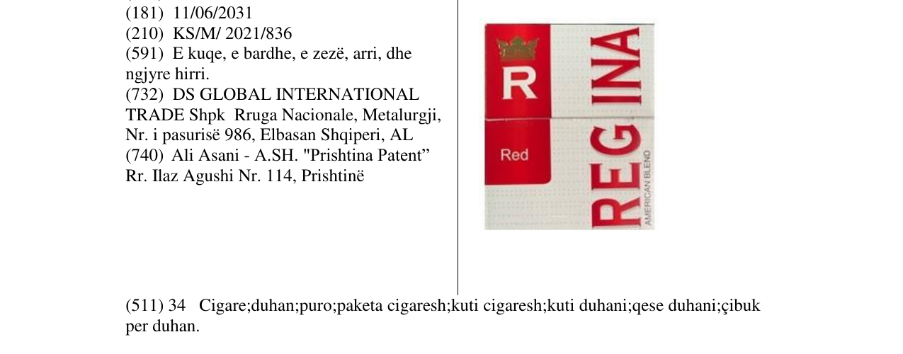 Zëri i markës REGINA RED në buletin