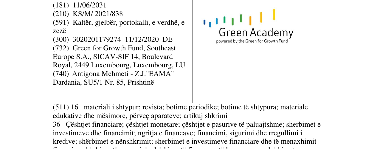 Zëri i markës GREEN ACADEMY në buletin