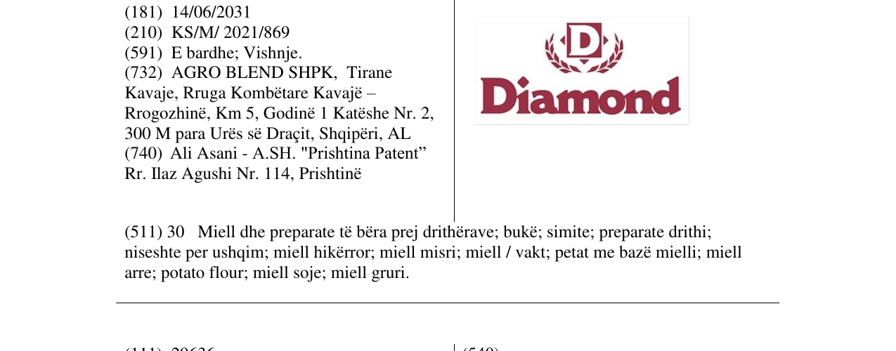 Zëri i markës Diamond në buletin