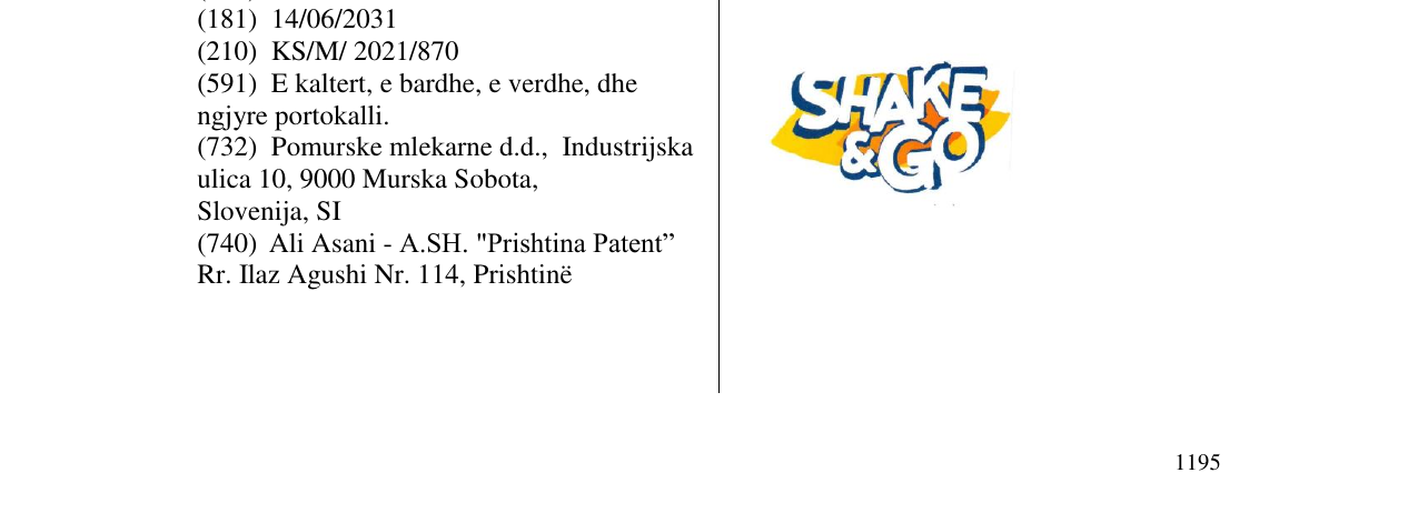 Zëri i markës shake&go në buletin