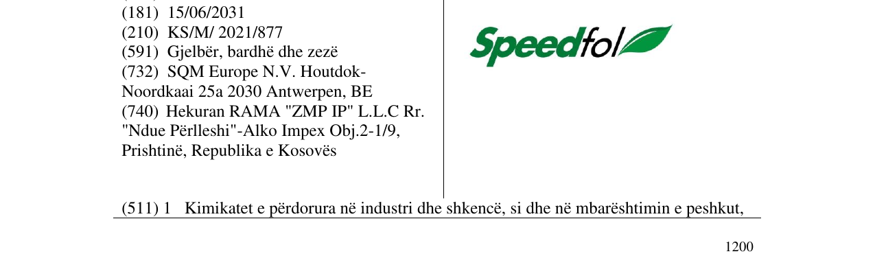Zëri i markës Speedfol në buletin