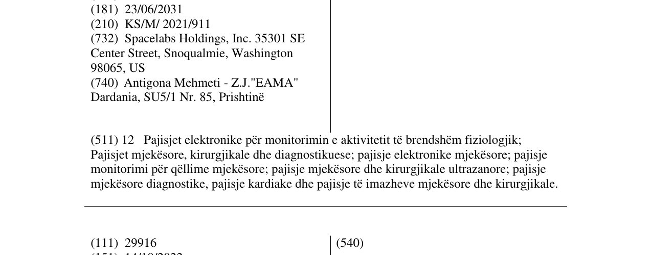Zëri i markës SPACELABS në buletin