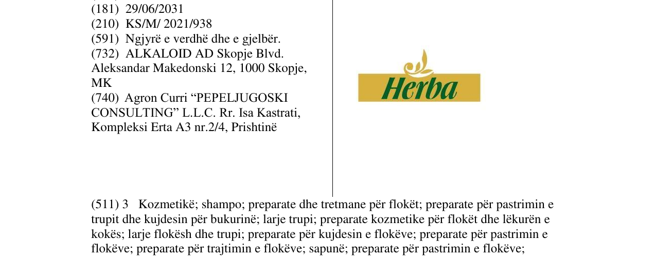 Zëri i markës HERBA në buletin