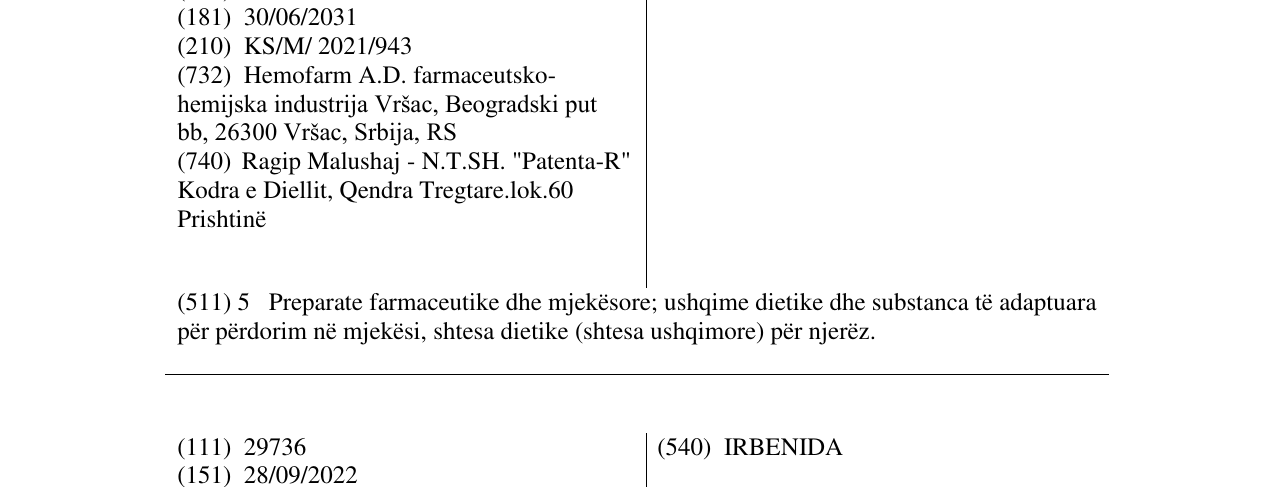 Zëri i markës FERRIMORE në buletin