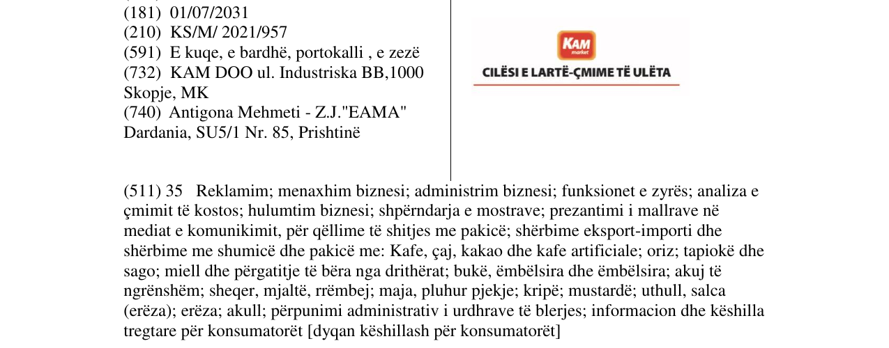 Zëri i markës KAM në buletin