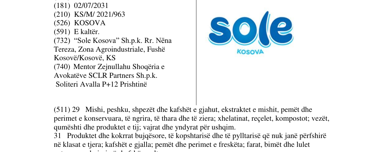 Zëri i markës SOLE në buletin