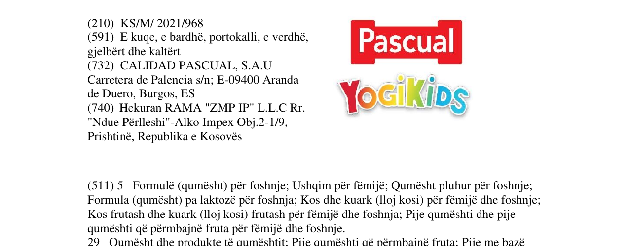 Zëri i markës Pascual në buletin