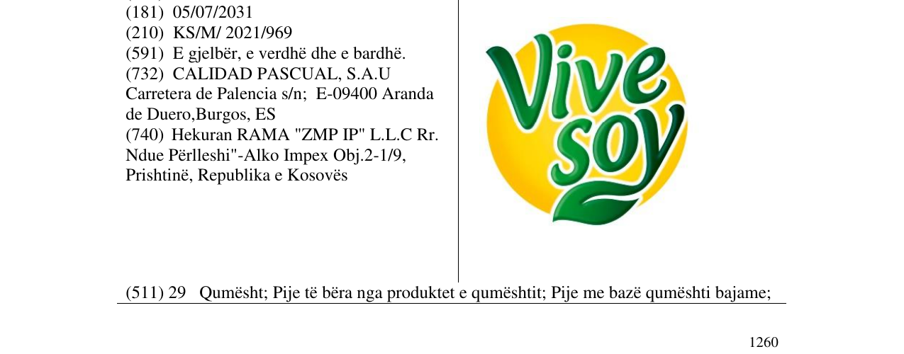 Zëri i markës VIVE SOY në buletin