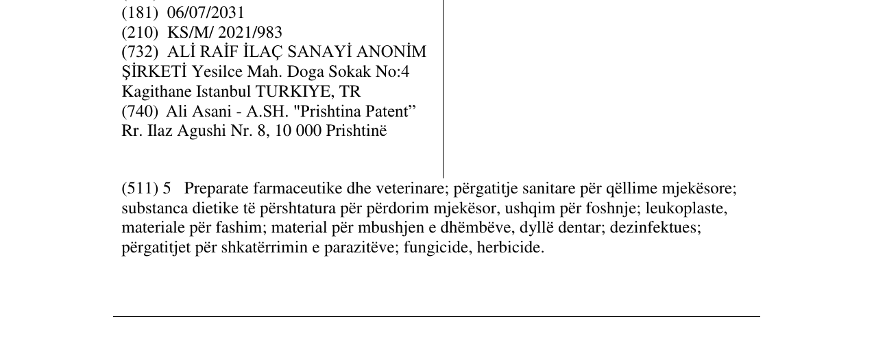 Zëri i markës Duxalta në buletin