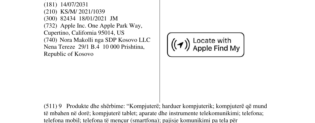 Zëri i markës Locate with Apple Find My në buletin