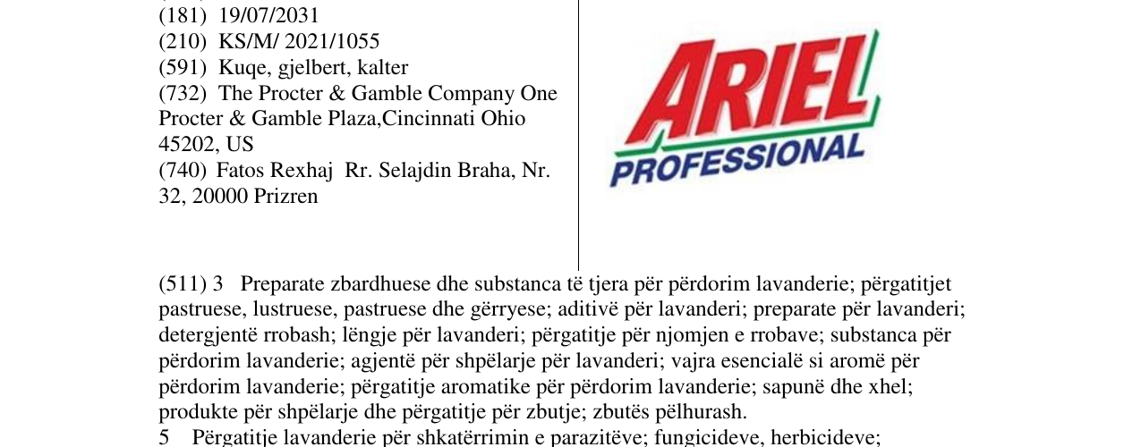 Zëri i markës ARIEL në buletin