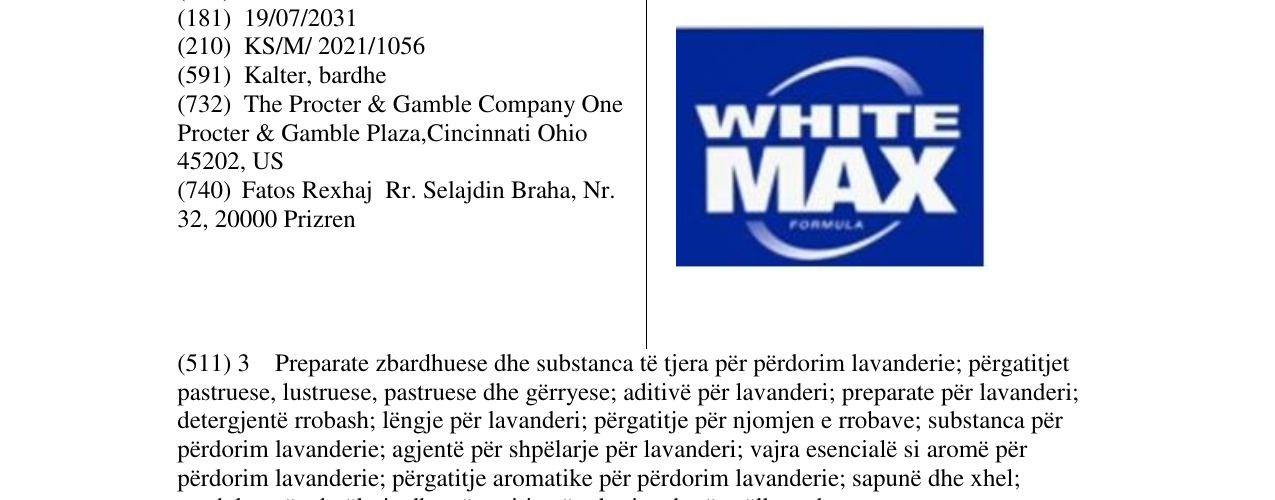 Zëri i markës WHITE MAX në buletin