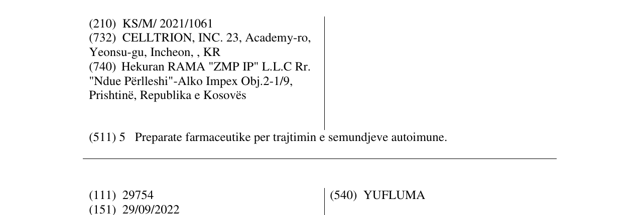Zëri i markës HUEXMA në buletin