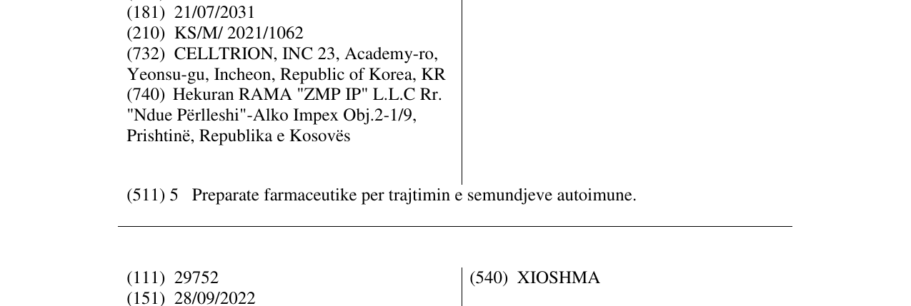 Zëri i markës YUFLUMA në buletin