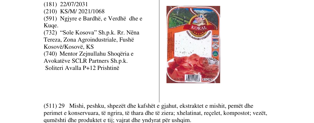Zëri i markës KORAL në buletin