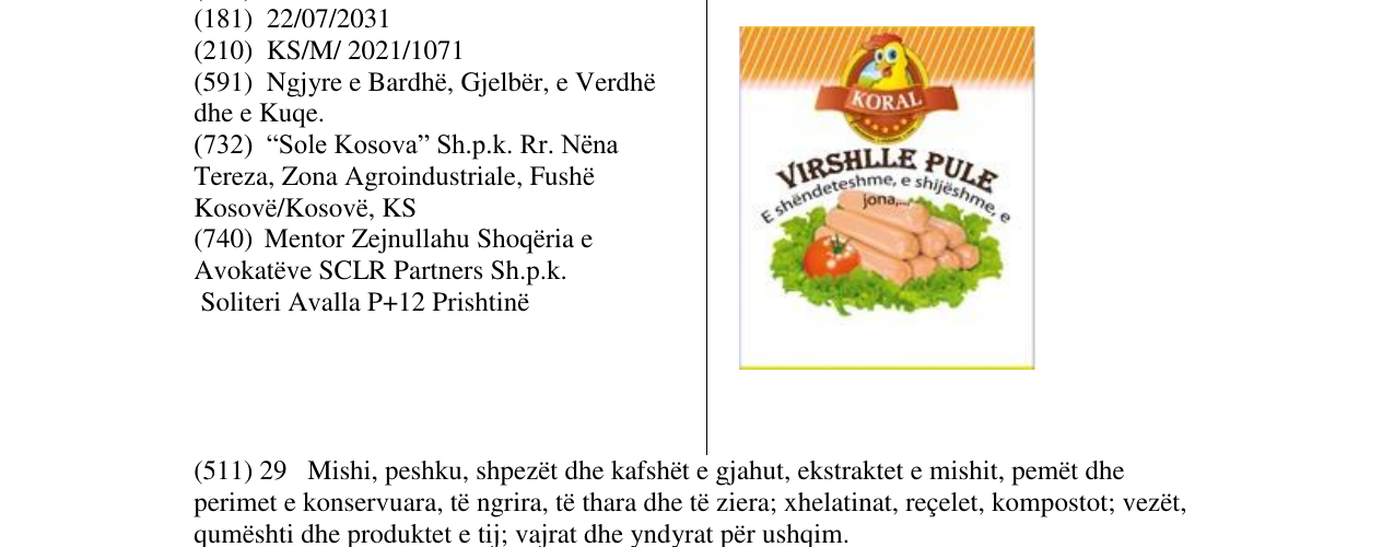 Zëri i markës KORAL në buletin