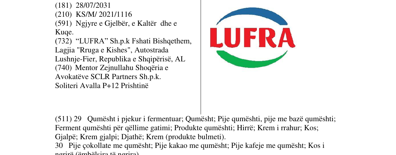 Zëri i markës LUFRA në buletin