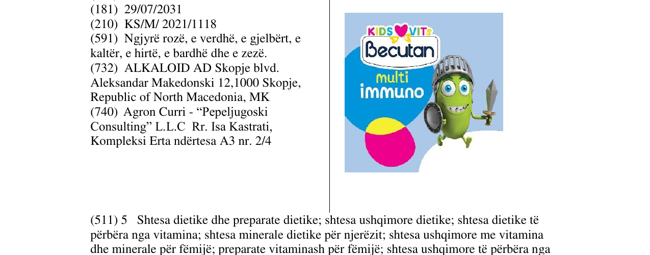 Zëri i markës BECUTAN në buletin