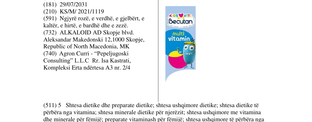 Zëri i markës BECUTAN në buletin