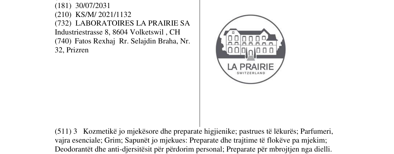 Zëri i markës LA PRAIRIE në buletin