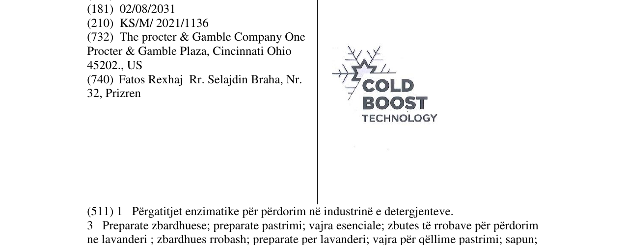Zëri i markës COLD BOOST TECHNOLOGY në buletin