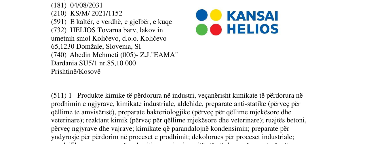 Zëri i markës HELIOS në buletin