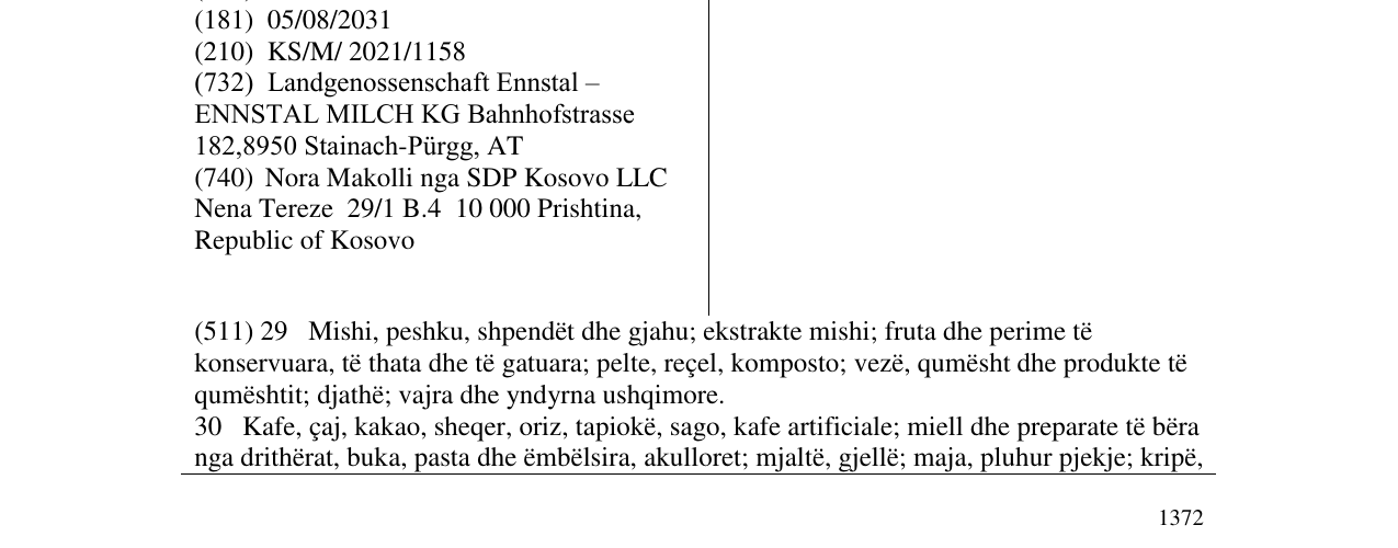 Zëri i markës LANDESSA në buletin
