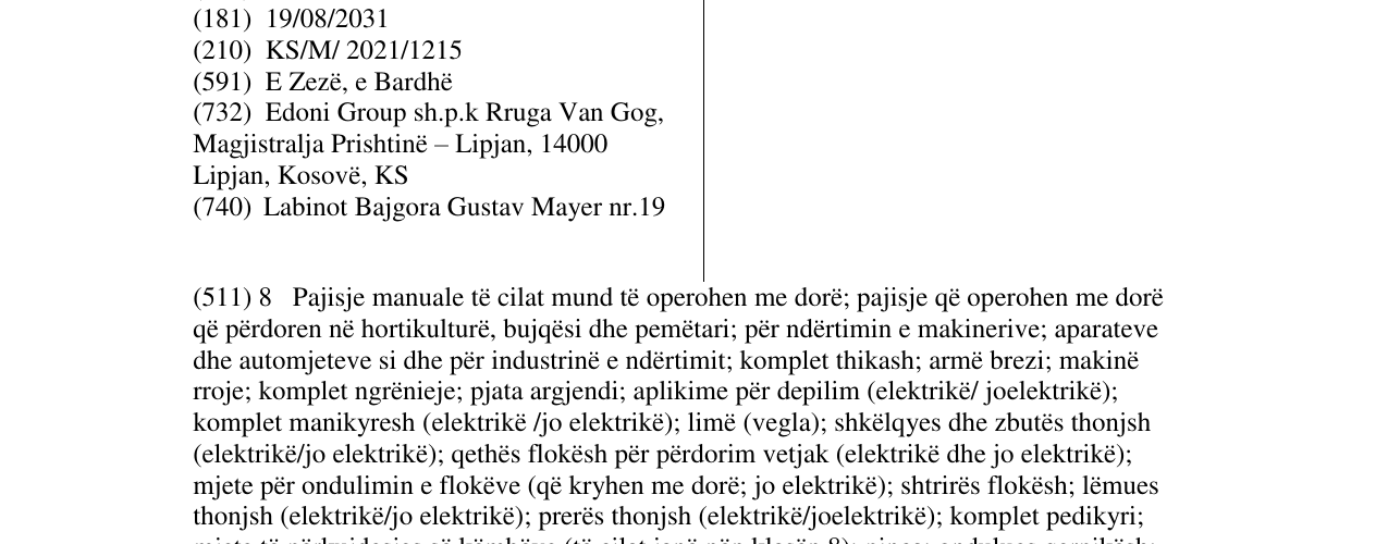 Zëri i markës 7 EDONI në buletin