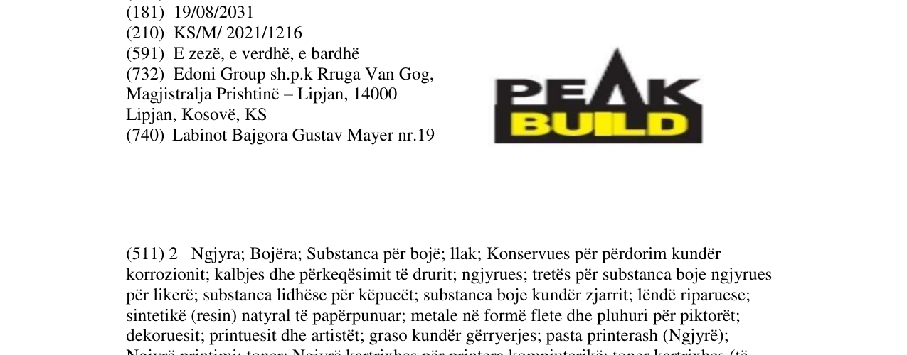 Zëri i markës PEAK BUILD në buletin