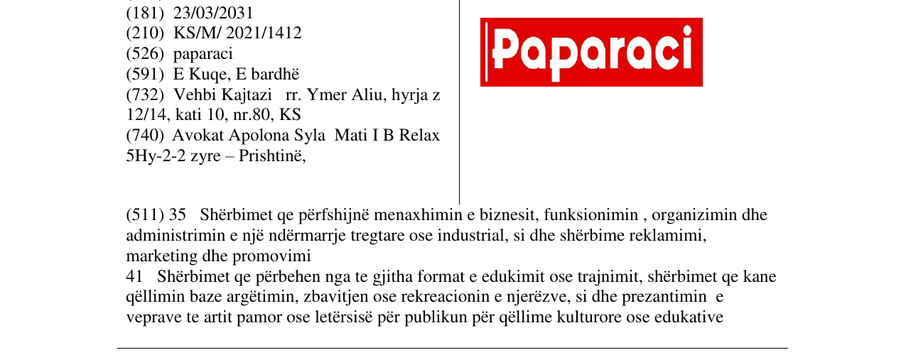 Zëri i markës Markë figurative në buletin