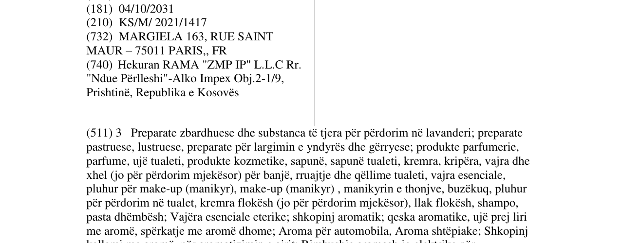Zëri i markës MAISON MARGIELA në buletin