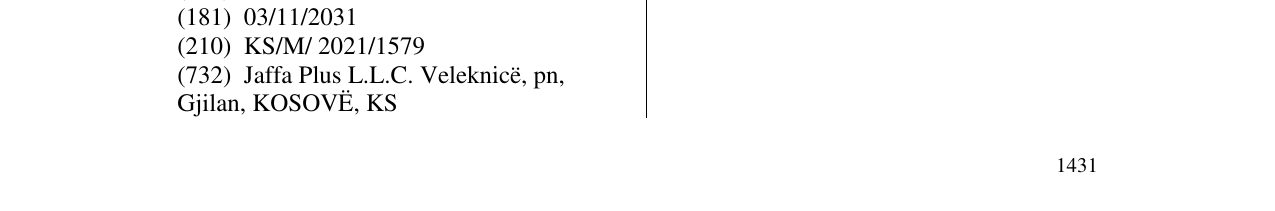 The entry of the trademark Figurative mark in the bulletin