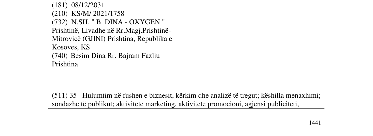 Zëri i markës RADIO OXYGEN në buletin