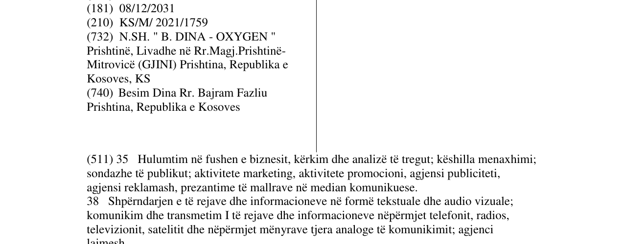 Zëri i markës OXYGEN PRESS në buletin