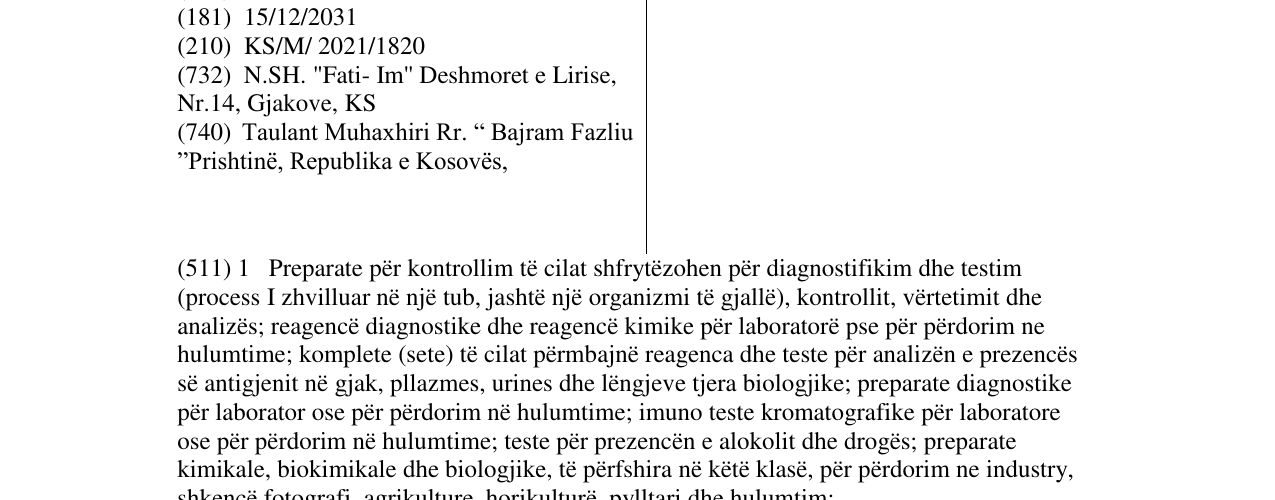 Zëri i markës FATI IM në buletin