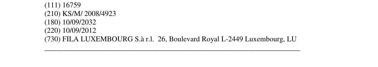 The entry of the trademark Figurative mark in the bulletin