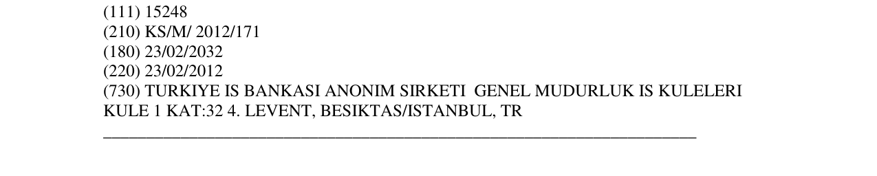 Zëri i markës TURKIYE IS BANKASI në buletin