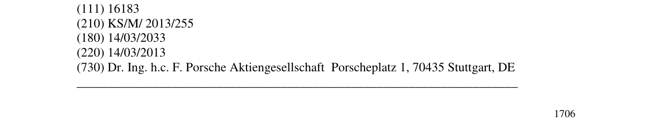 Zëri i markës PORSCHE STUTTGART në buletin