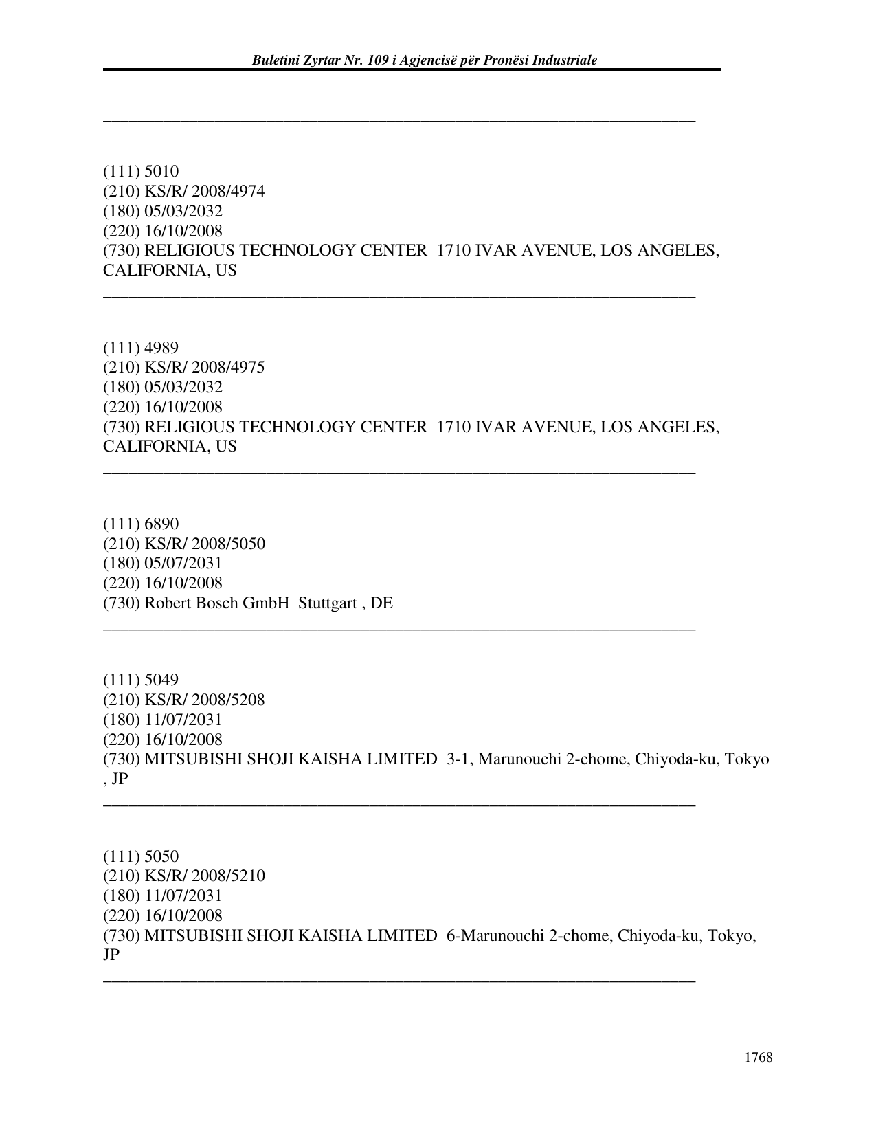 Faqja 1768 e buletinit
